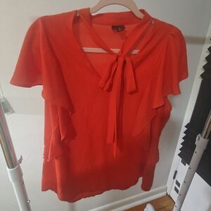 Worthington Bold Red Tie-Front Blouse